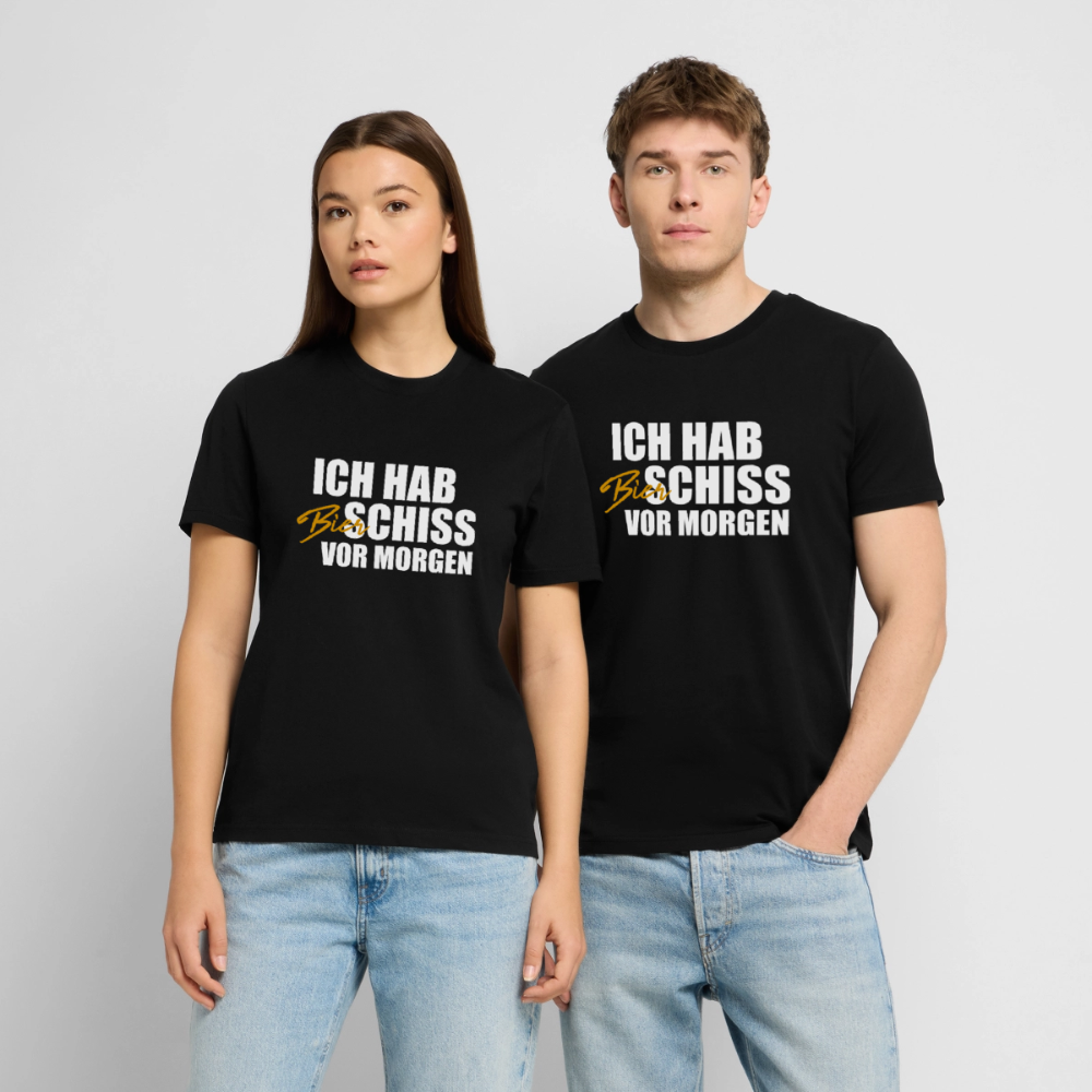 Unisex Sprüche T-Shirt 'Ich hab Bierschiss vor morgen' - Schwarz