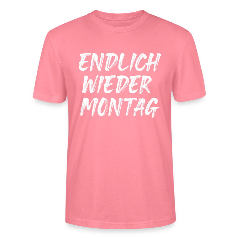 Unisex Sprüche T-Shirt 'Endlich wieder Montag' - Pink 