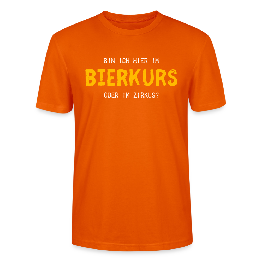 Unisex Sprüche T-Shirt 'Bin ich hier im Bierkurs oder im Zirkus?' - Tieforange