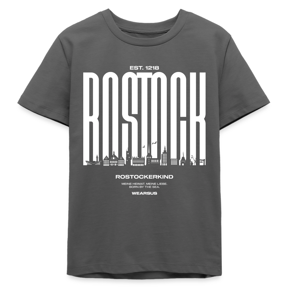 Rostock 'Rostockerkind' Bio T-Shirt Kinder 9-13 Jahre Front Print Farbe - Anthrazit