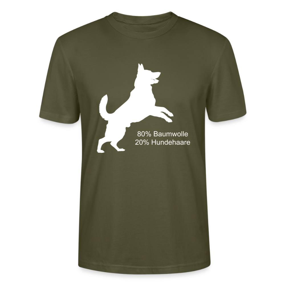 Unisex Sprüche T-Shirt '80% Baumwolle. 20% Hundehaare.' - Khaki
