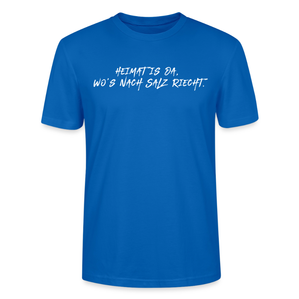 Unisex Sprüche T-Shirt ‘Heimat is da, wo’s nach Salz riecht.’ Fun Shirt - Pfauenblau