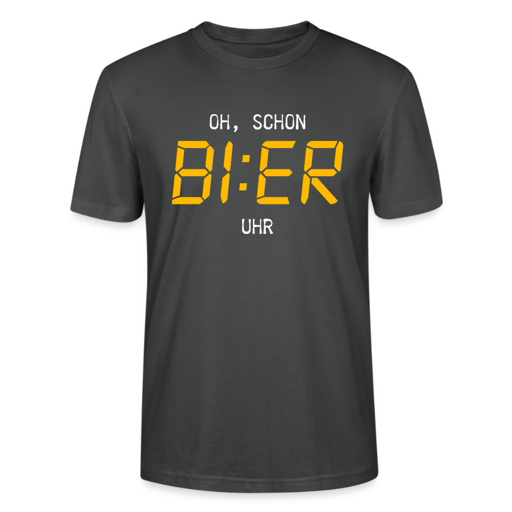 Unisex Sprüche T-Shirt 'Oh, schon Bier Uhr' - Anthrazit