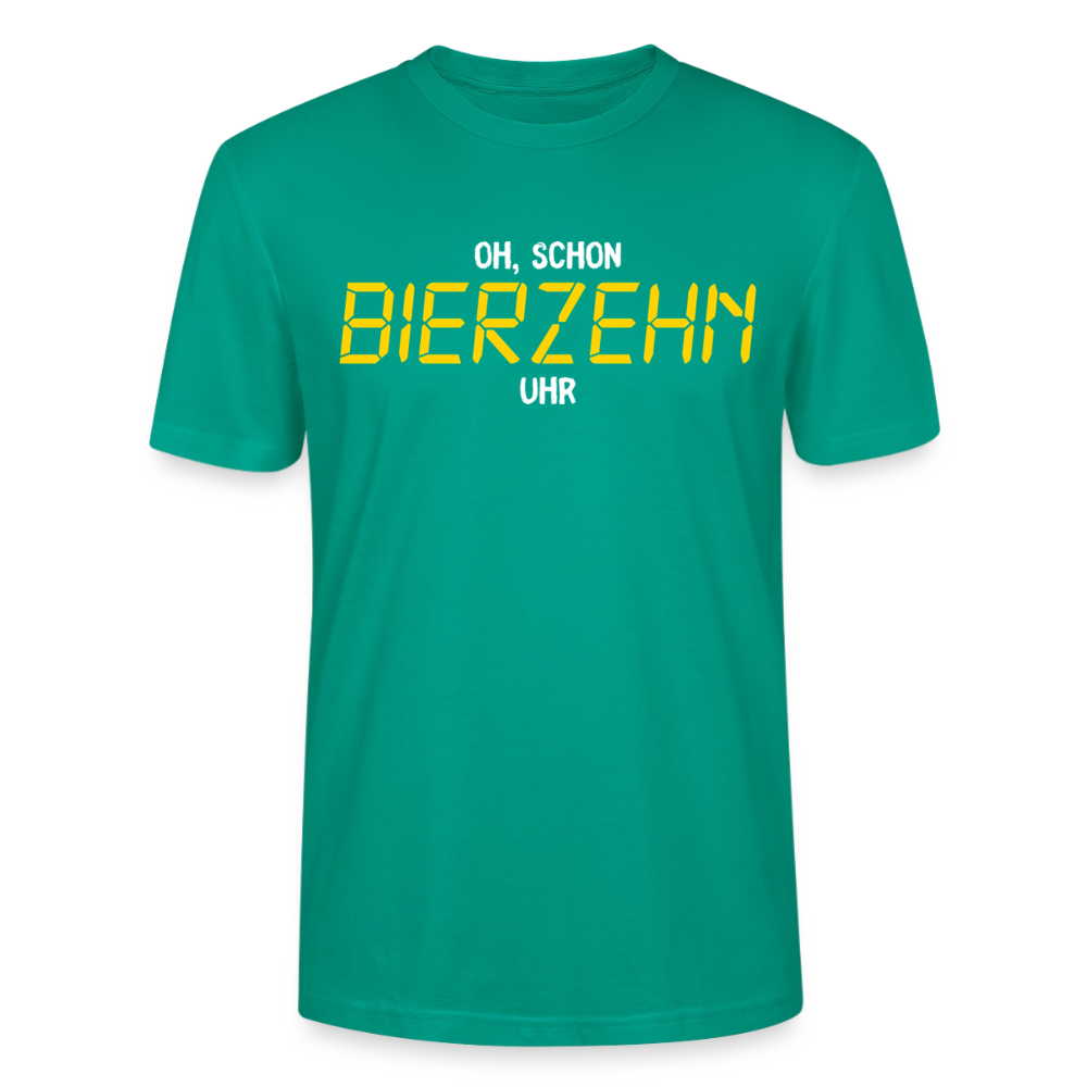 Unisex Sprüche T-Shirt 'Oh, schon Bierzehn Uhr' - Blaugrün