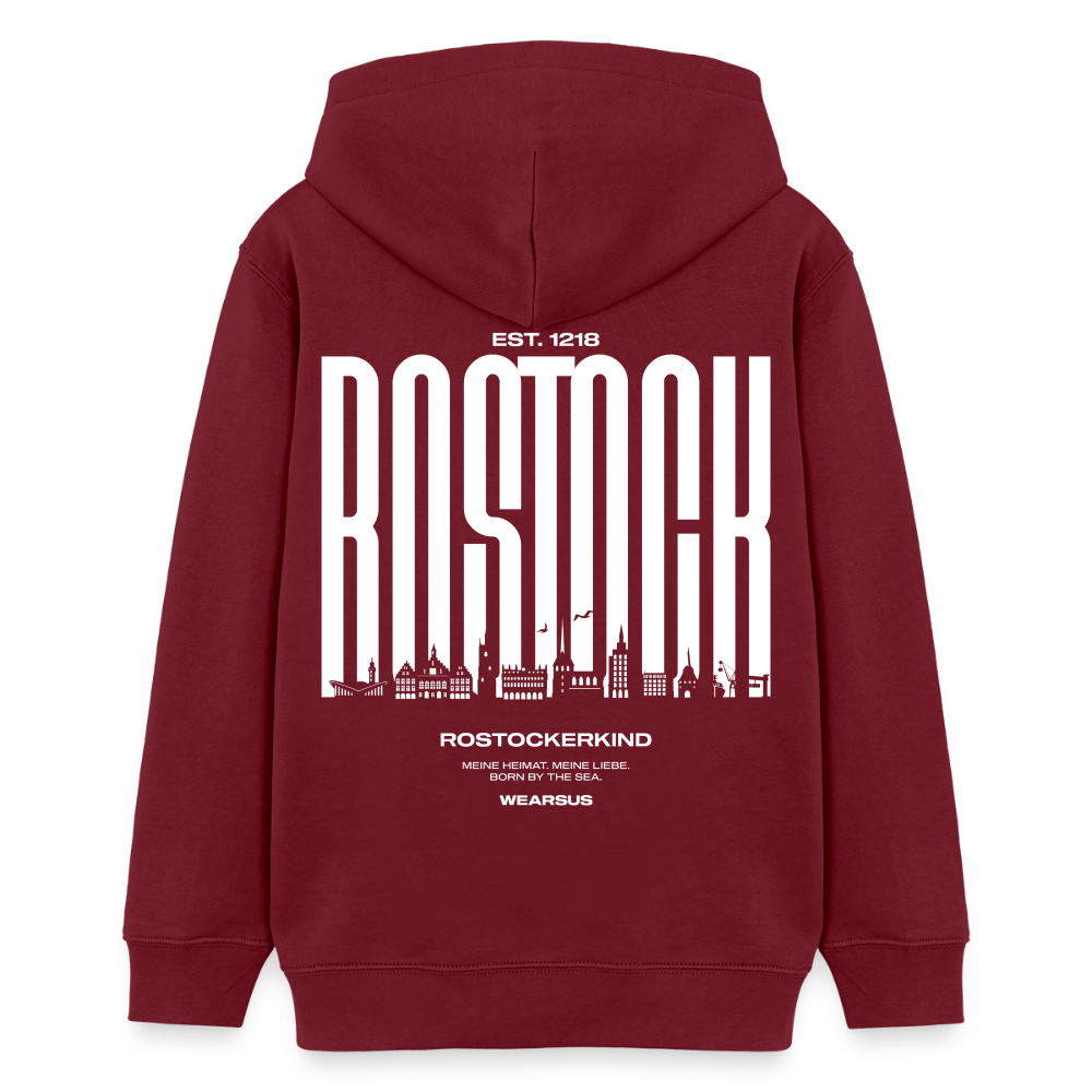 Rostock 'Rostockerkind' Bio Hoodie Kinder 9-13 Jahre - Burgunderrot
