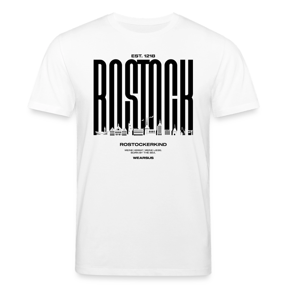 Rostock 'Rostockerkind' Bio T-Shirt Unisex Front Print weiß180 g/m² - Weiß