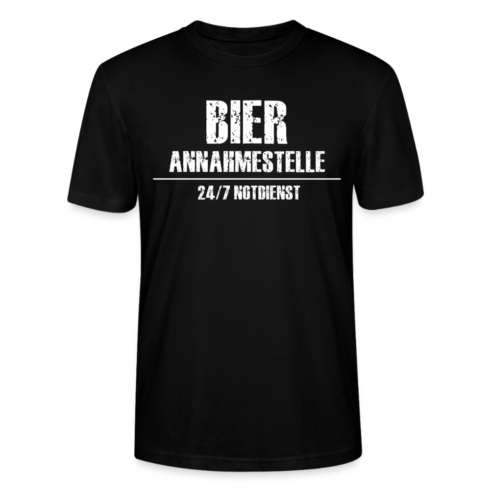 Unisex Sprüche T-Shirt 'Bier Annahmestelle 24/7 Notdienst' - Schwarz