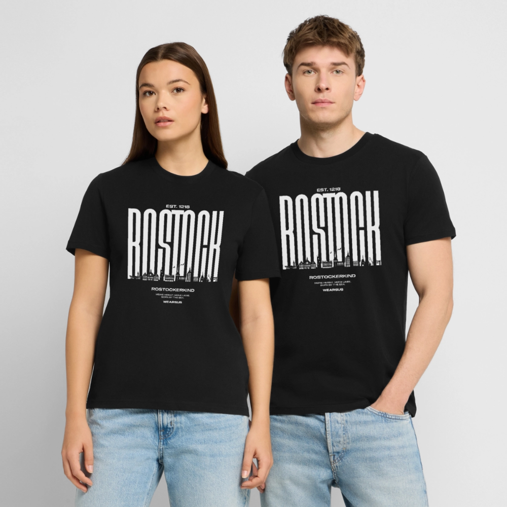 Rostock 'Rostockerkind' Bio T-Shirt Unisex Front Print Farbe 180 g/m² - Schwarz