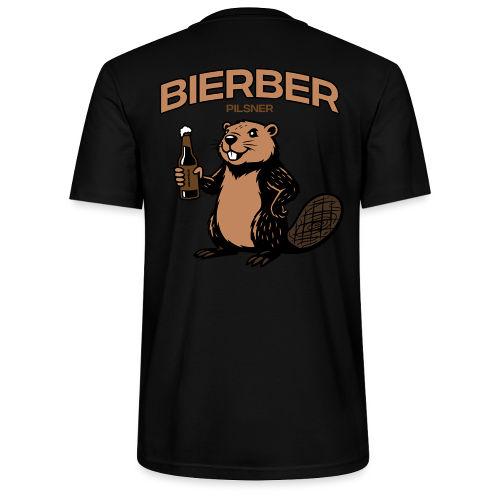 Unisex Sprüche T-Shirt 'Bierber Pilsner Biber' Backprint - Schwarz