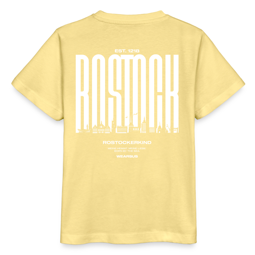 Rostock 'Rostockerkind' Bio T-Shirt Kinder 3-8 Jahre Back Print Farbe - Gelb Viva 