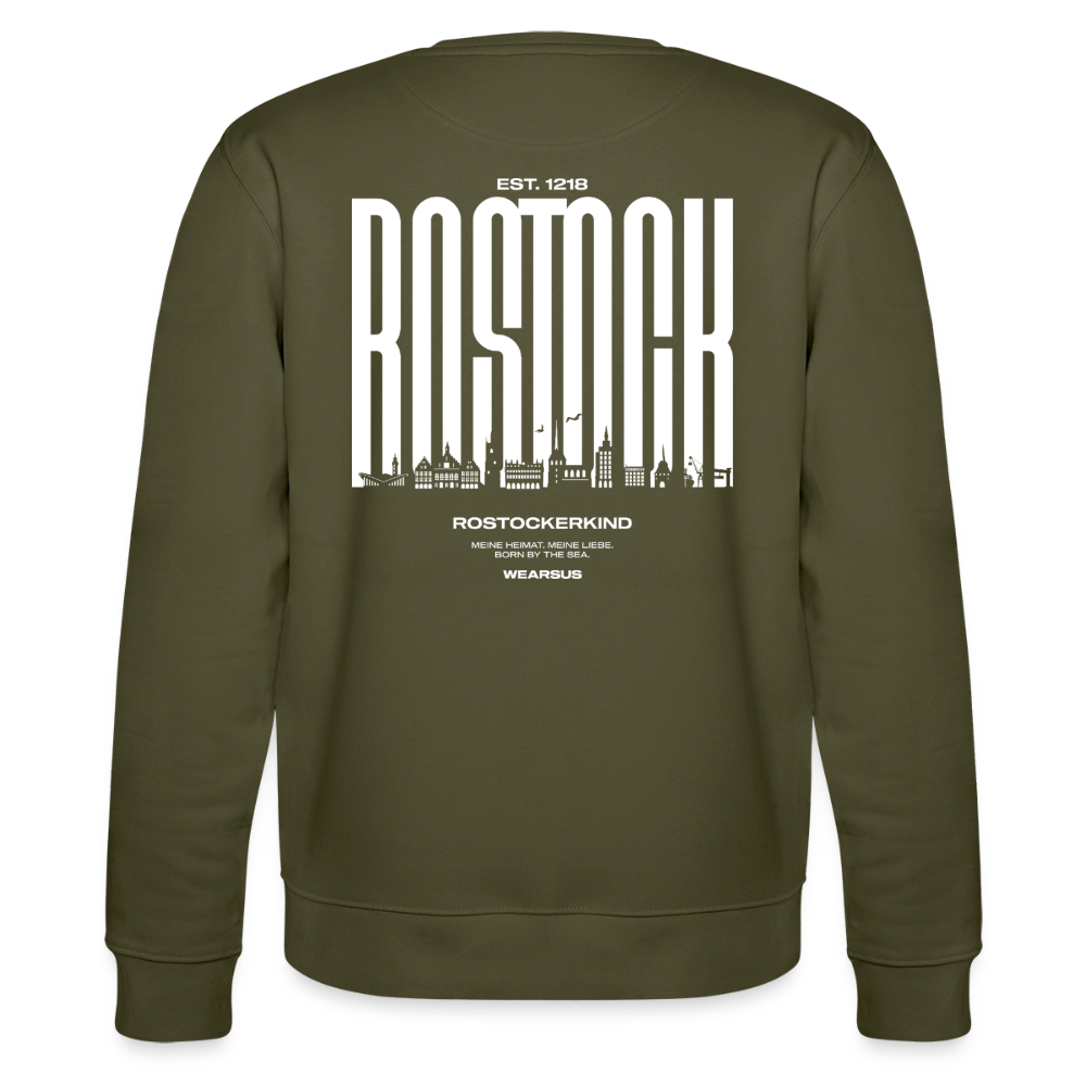 Rostock 'Rostockerkind' Bio Sweatshirt Unisex Back Print - Khaki
