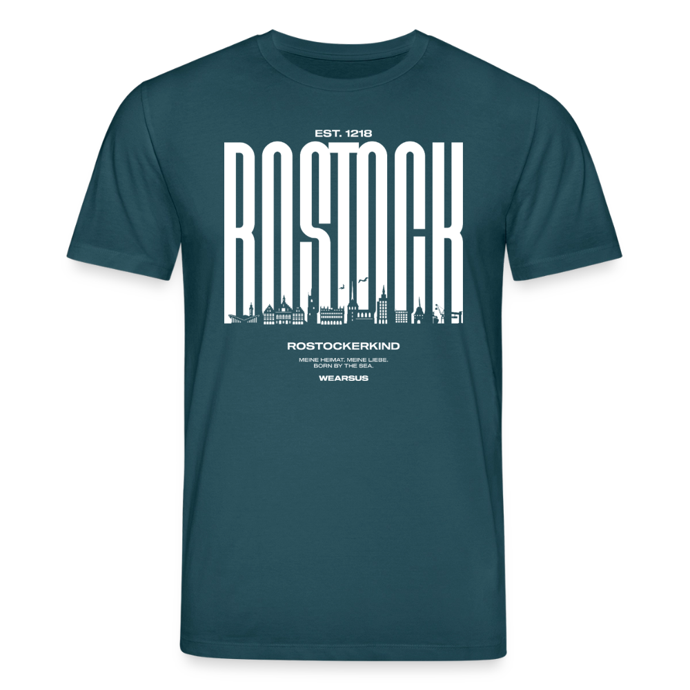 Rostock 'Rostockerkind' Bio T-Shirt Unisex Front Print Farbe 180 g/m² - Dunkles Petrol