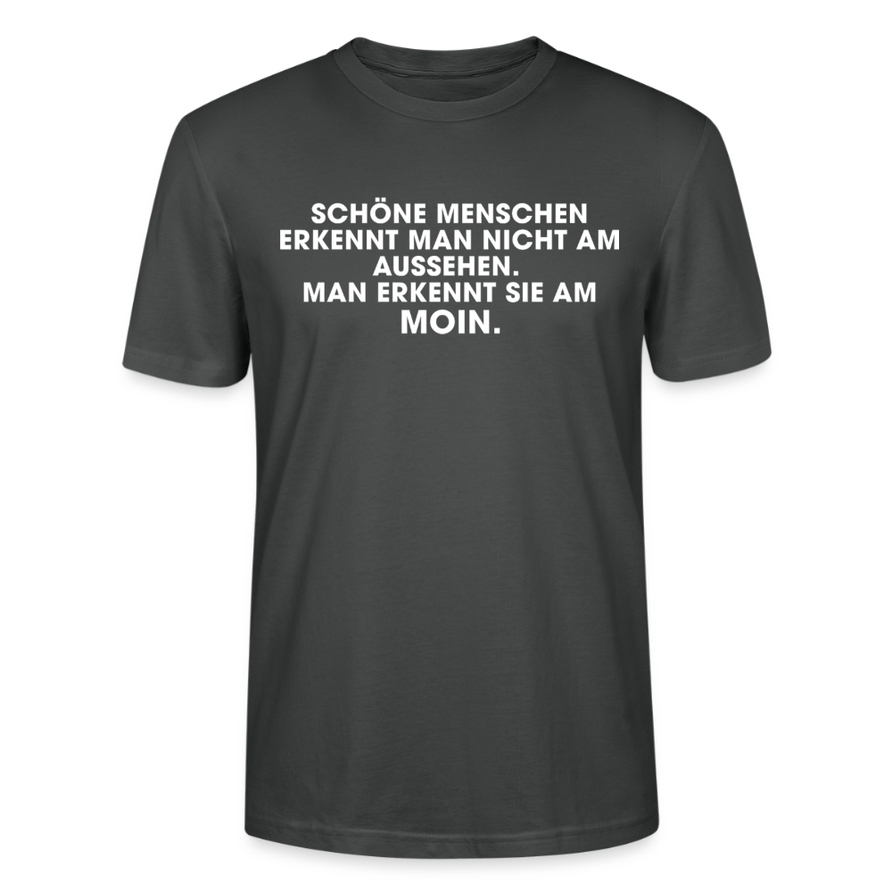 Unisex Sprüche T-Shirt 'Schöne Menschen erkennt man am Moin' Fun Shirt - Anthrazit
