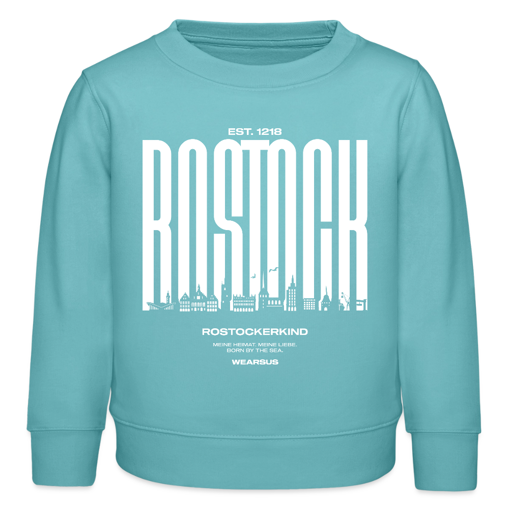 Rostock 'Rostockerkind' Bio Sweatshirt Kinder 3-8 Jahre Front Print - Pastelltürkis
