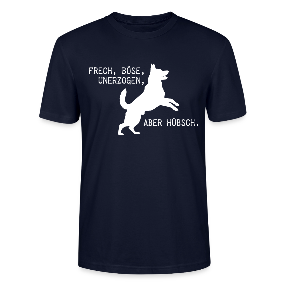 Unisex Sprüche T-Shirt 'Frech, böse, unerzogen, aber hübsch.' - Navy