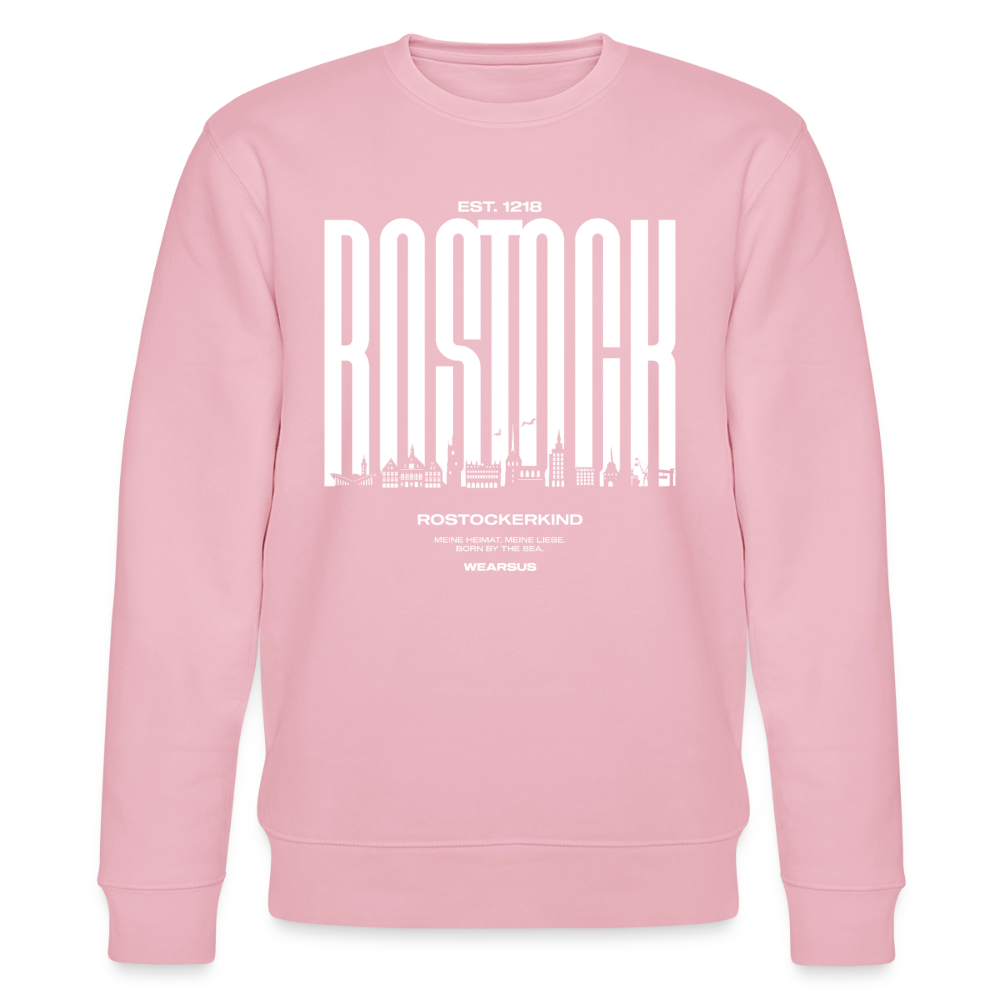 Rostock 'Rostockerkind' Bio Sweatshirt Unisex Front Print weiß - Hellrosa
