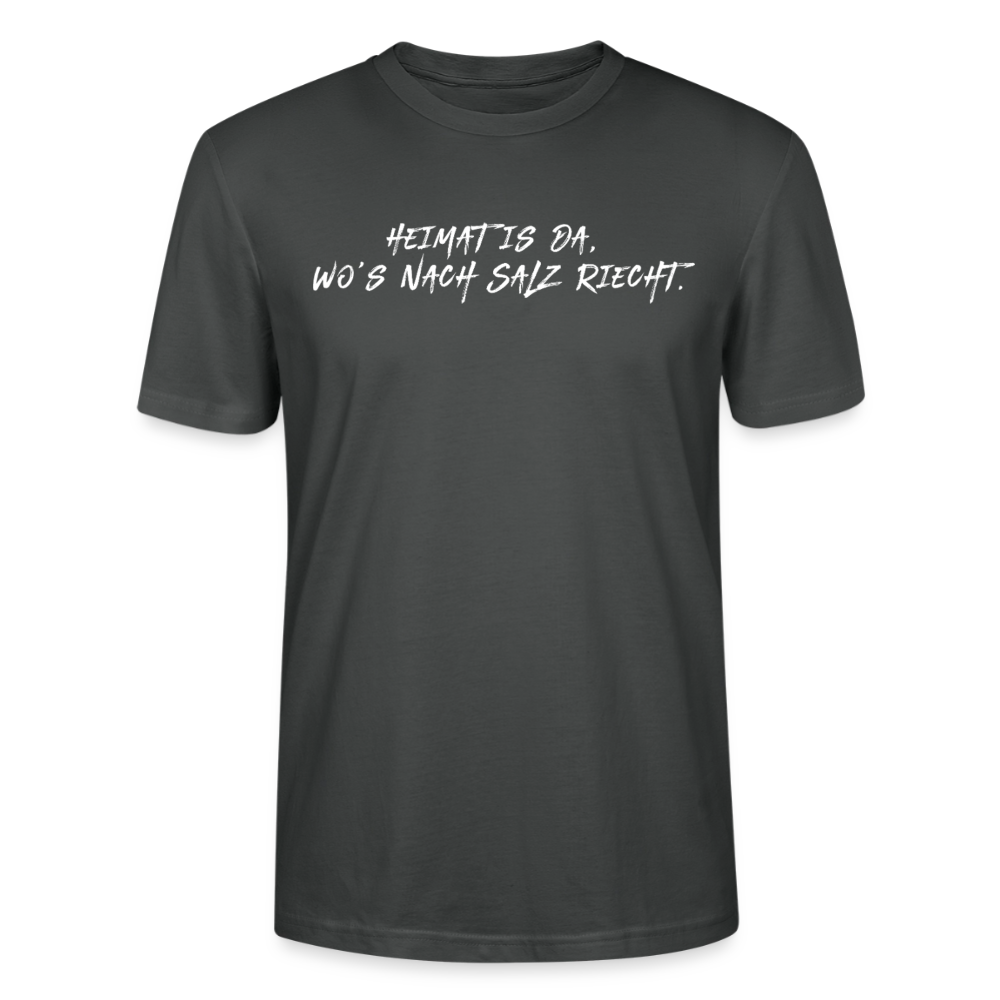 Unisex Sprüche T-Shirt ‘Heimat is da, wo’s nach Salz riecht.’ Fun Shirt - Anthrazit