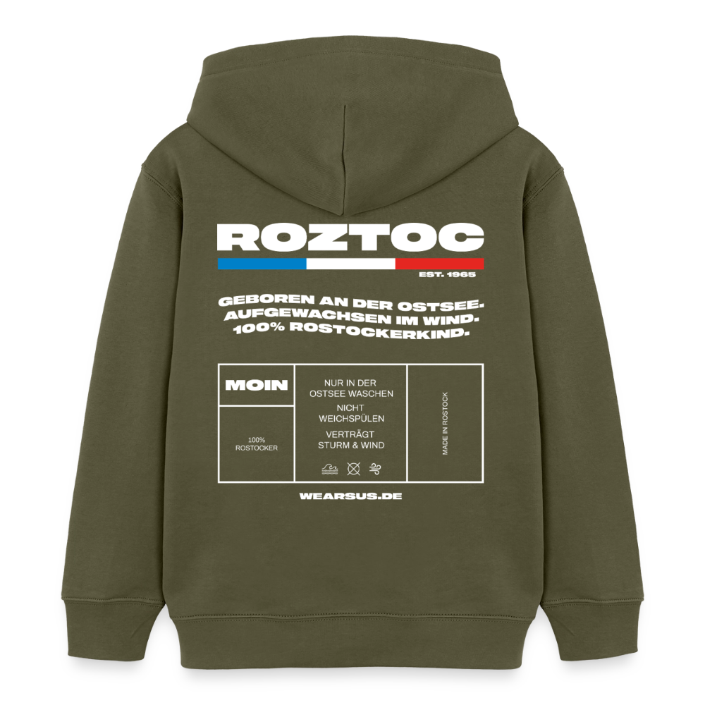 Rostock 'ROZTOC' Edition Bio Zip Hoodie Kinder 3-8 Jahre Farbe - Khaki
