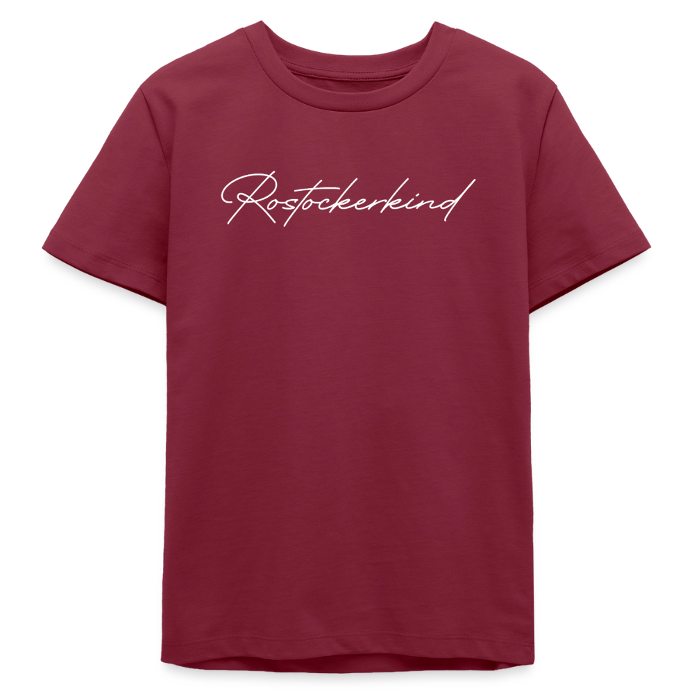 Rostock 'Rostockerkind' Signature Bio T-Shirt Kinder 9-13 Jahre - Burgunderrot