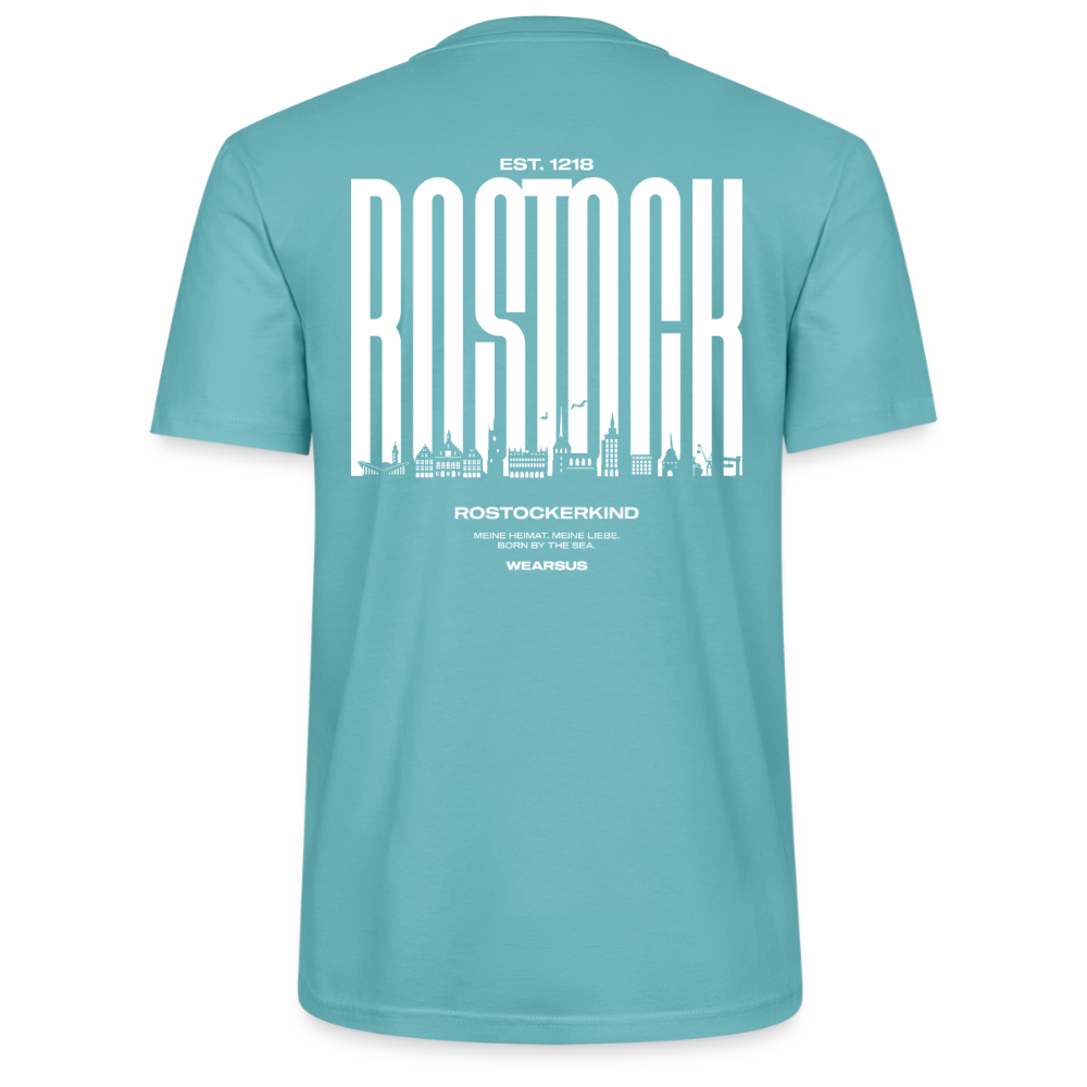 Rostock 'Rostockerkind' Bio T-Shirt Unisex Back Print Farbe - Pastelltürkis