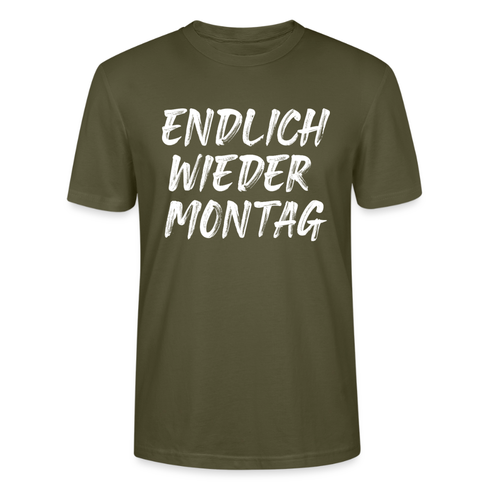 Unisex Sprüche T-Shirt 'Endlich wieder Montag' - Khaki