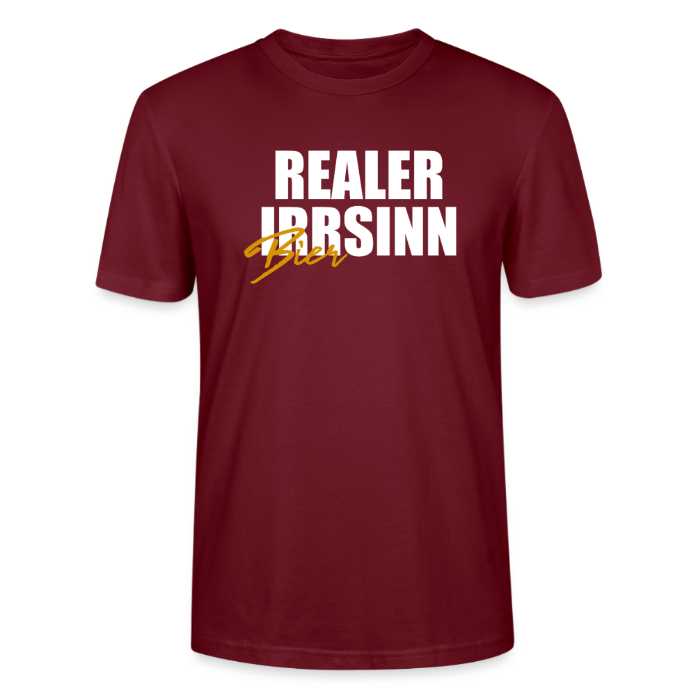 Unisex Sprüche T-Shirt 'Realer Biersinn' - Burgunderrot