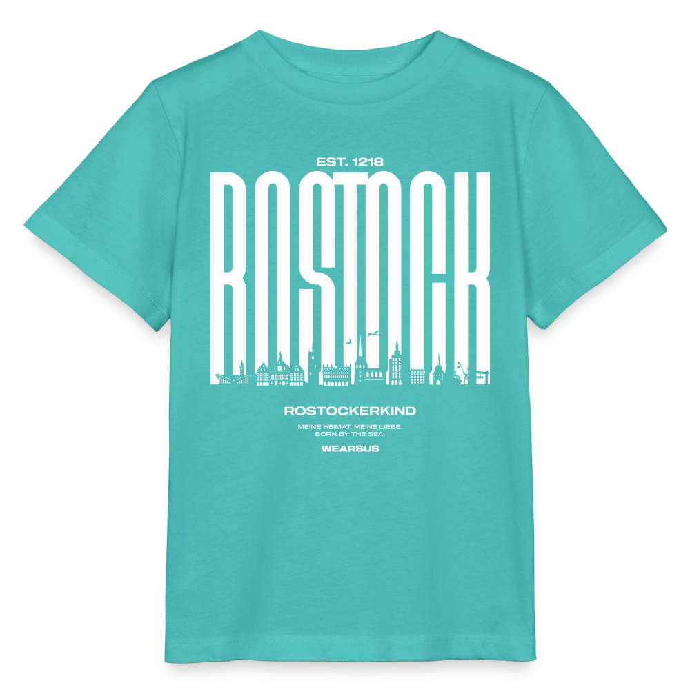 Rostock 'Rostockerkind' Bio T-Shirt Kinder 3-8 Jahre Front Print Farbe - Poolblau