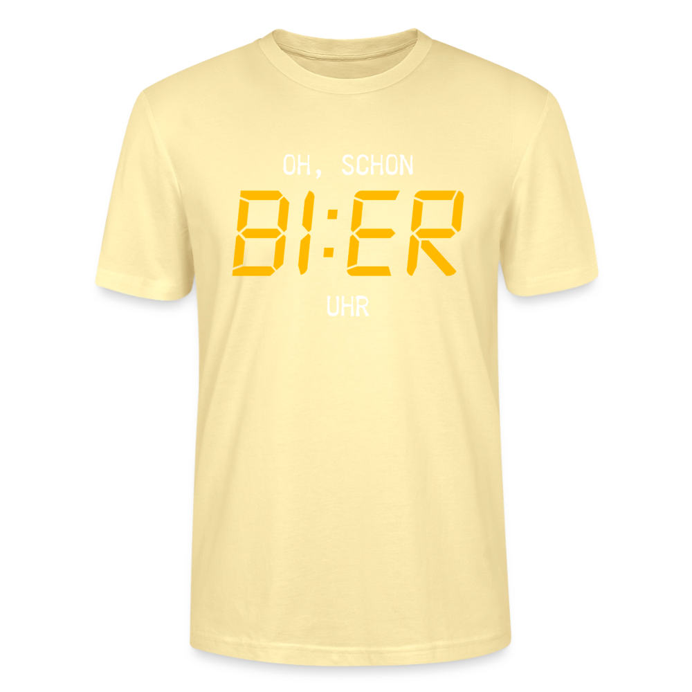 Unisex Sprüche T-Shirt 'Oh, schon Bier Uhr' - Creme