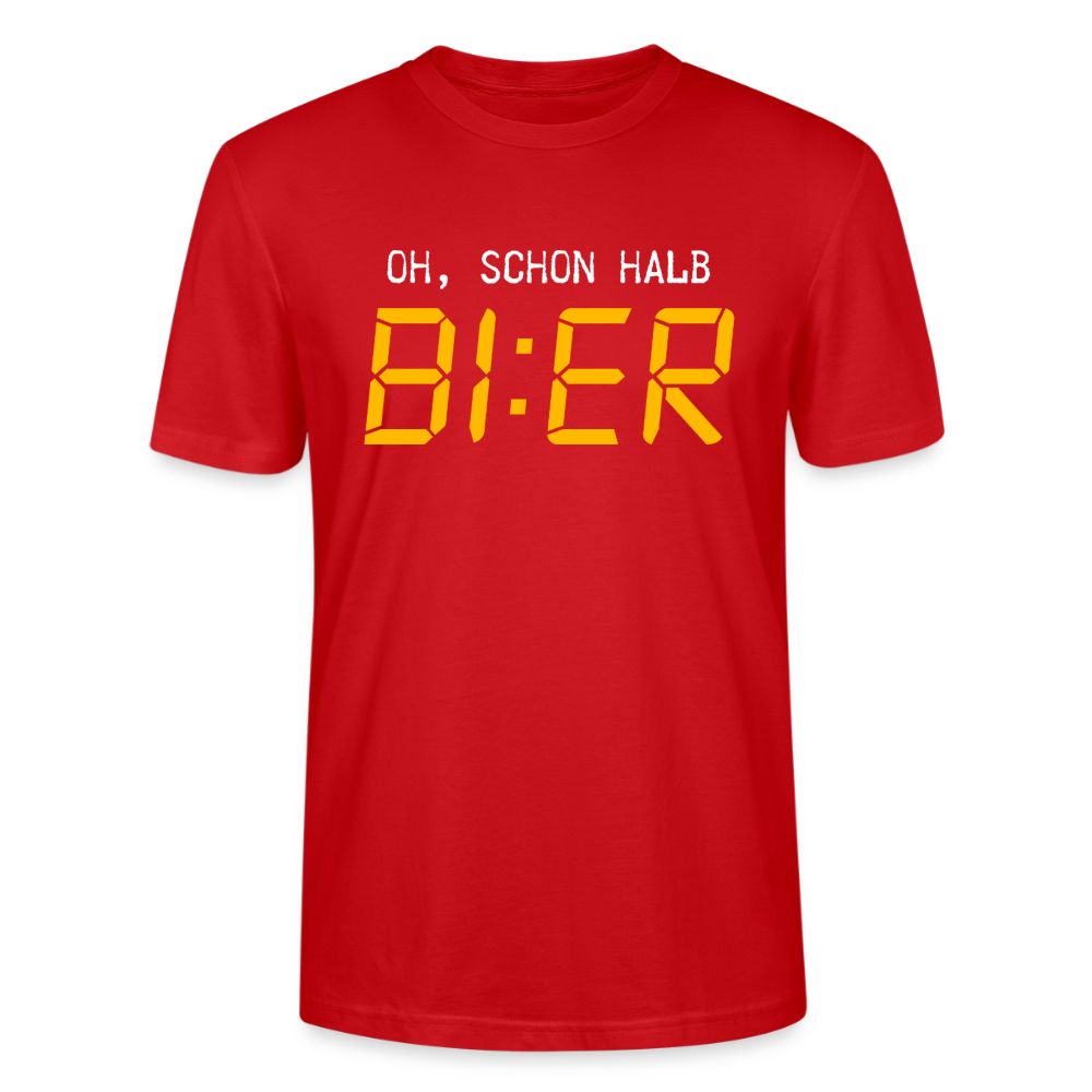 Unisex Sprüche T-Shirt 'Oh, schon halb Bier' - Rot