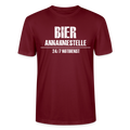 Unisex Sprüche T-Shirt 'Bier Annahmestelle 24/7 Notdienst' - Burgunderrot