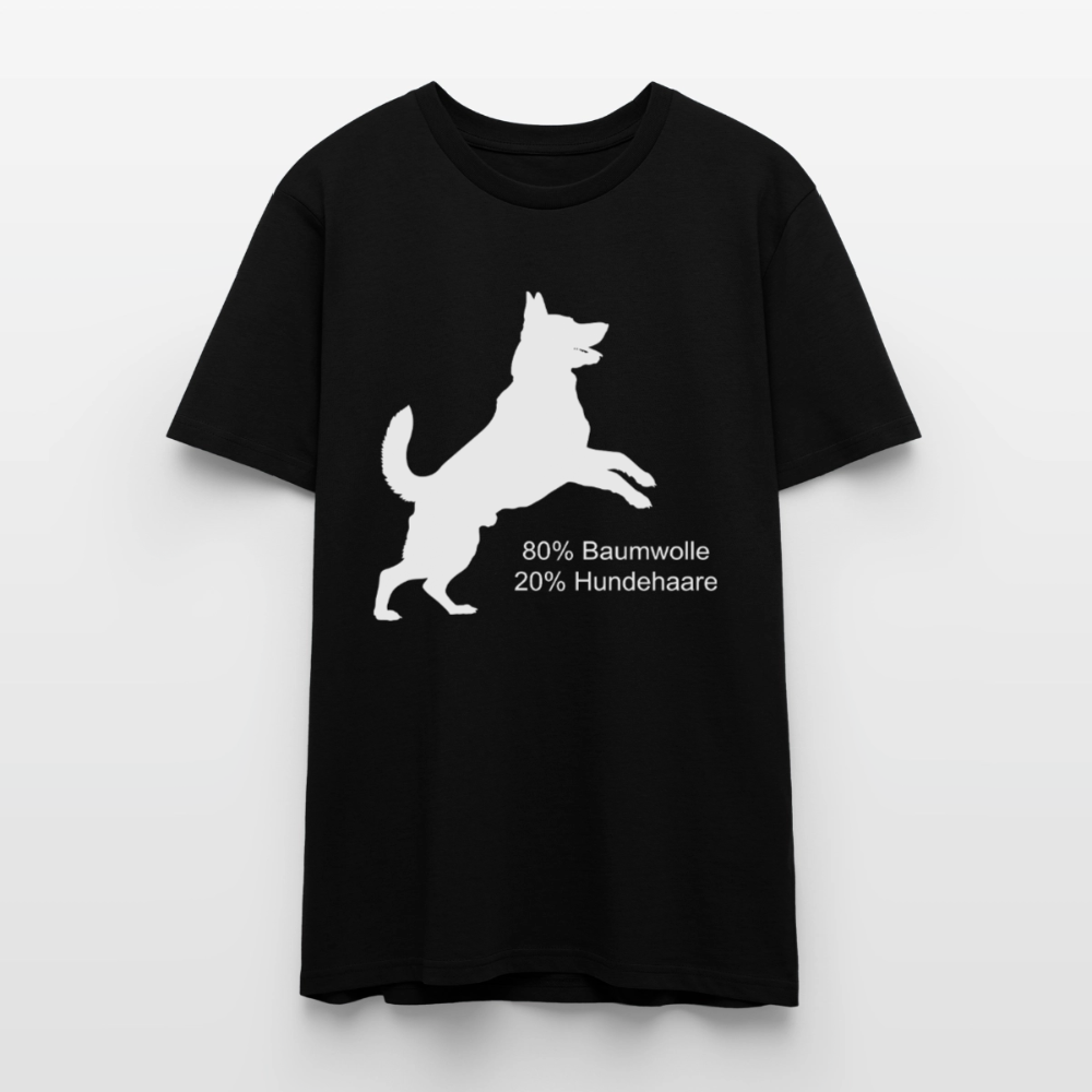 Unisex Sprüche T-Shirt '80% Baumwolle. 20% Hundehaare.' - Schwarz
