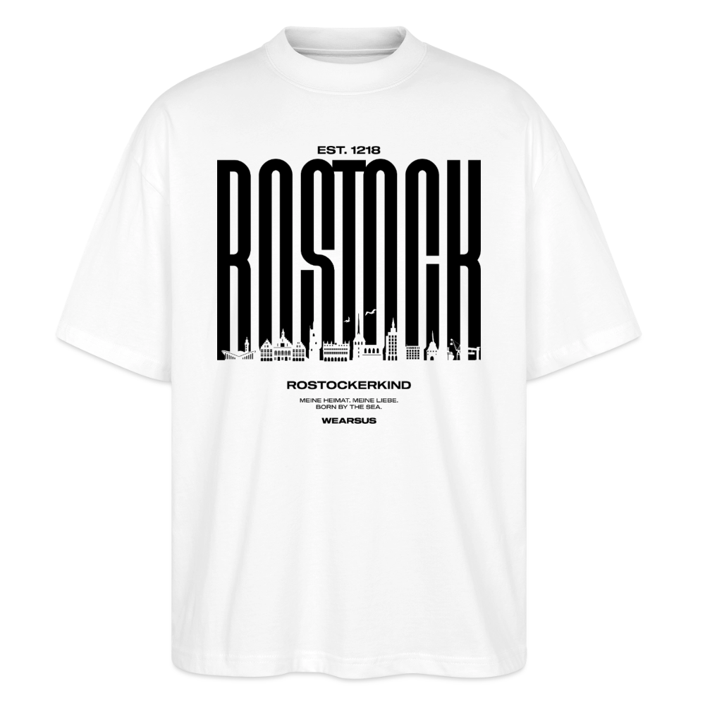 Rostock 'Rostockerkind' Bio Oversized T-Shirt Unisex Front Print weiß - Weiß