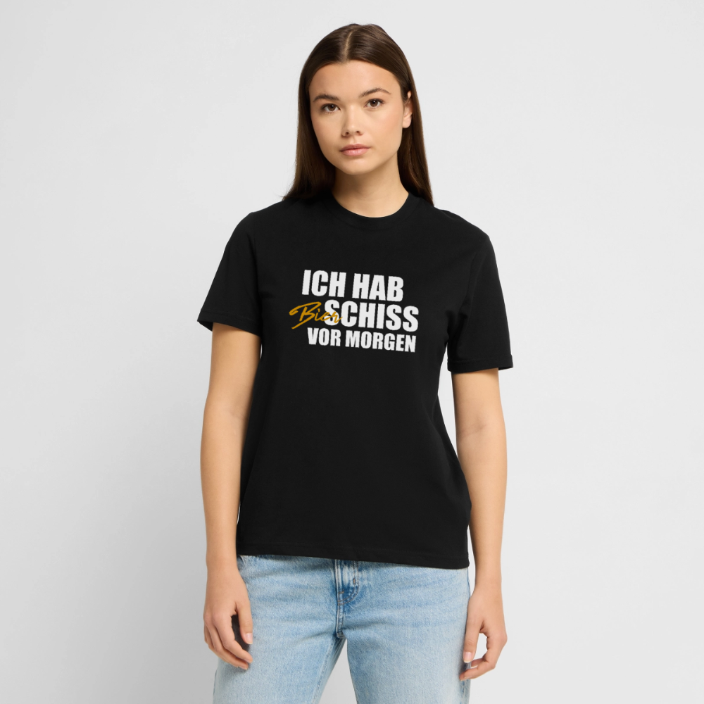Unisex Sprüche T-Shirt 'Ich hab Bierschiss vor morgen' - Schwarz