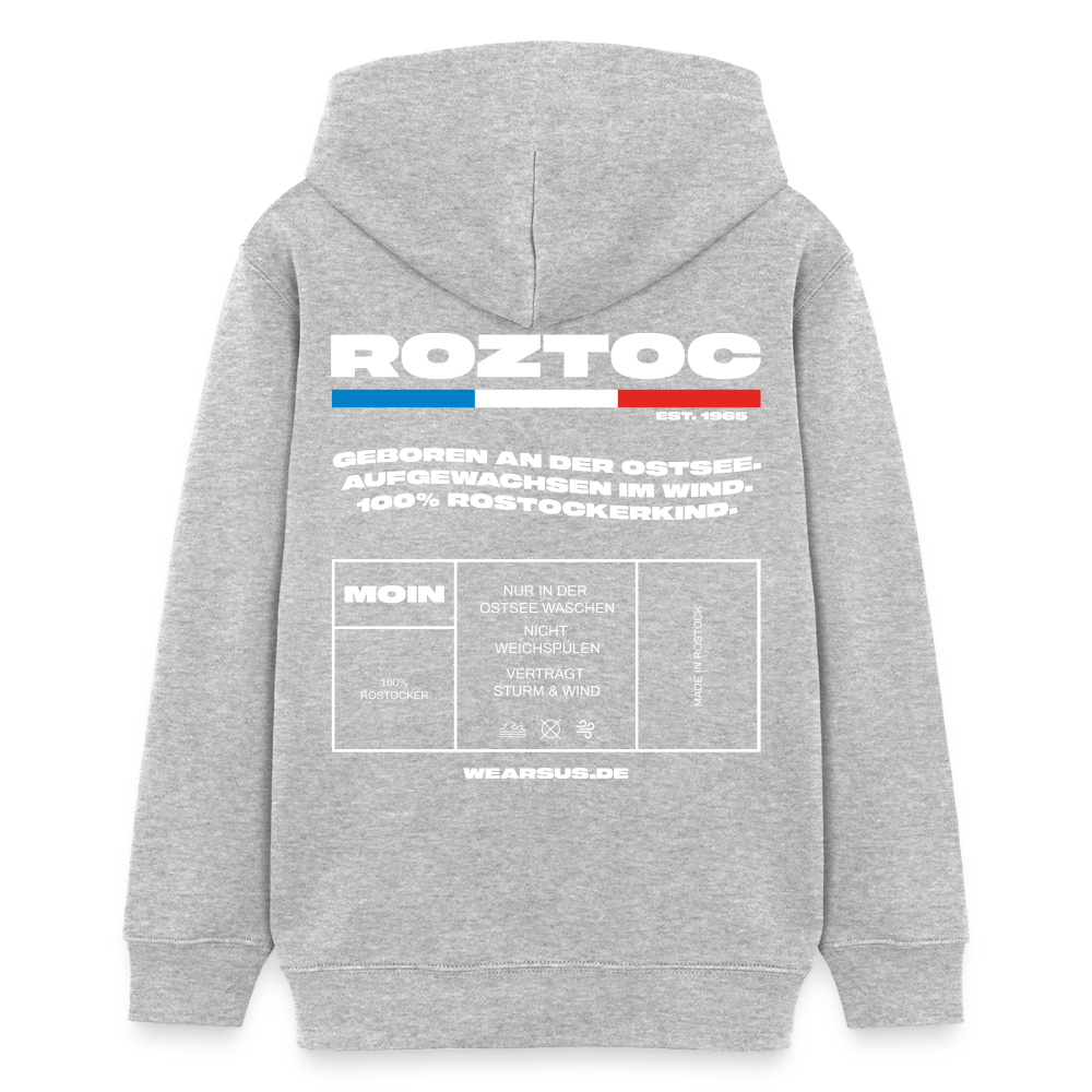 Rostock 'ROZTOC' Edition Bio Zip Hoodie Kinder 9-13 Jahre Farbe - Grau meliert