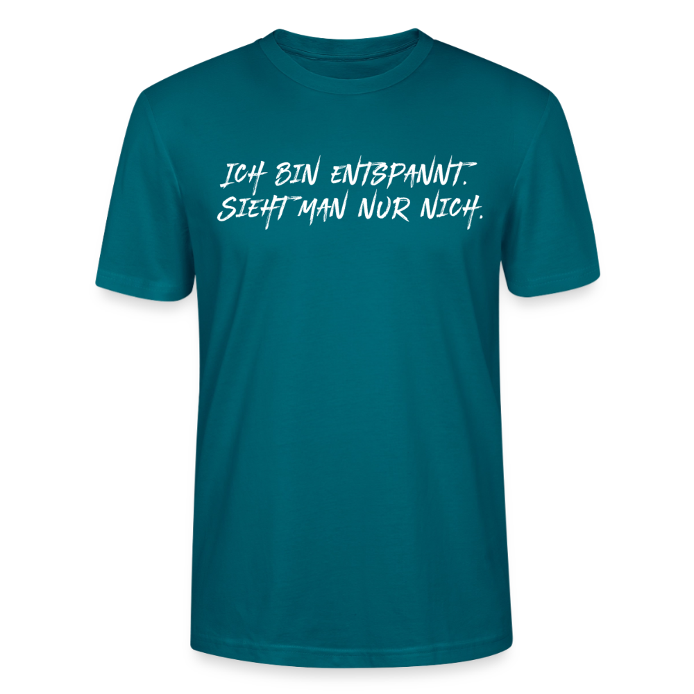 Unisex Sprüche T-Shirt 'Ich bin entspannt sieht man nur nich.' Fun Shirt - Ozeanblau