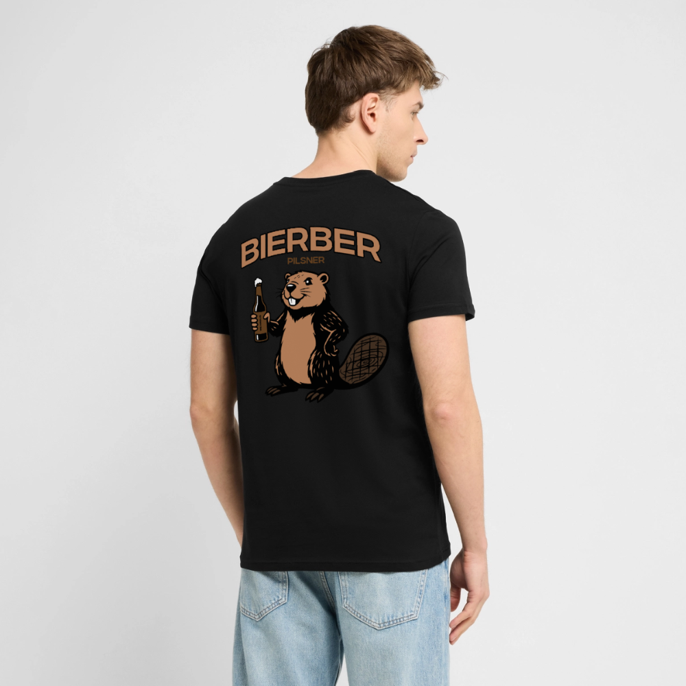 Unisex Sprüche T-Shirt 'Bierber Pilsner Biber' Backprint - Schwarz