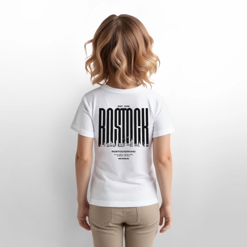 Rostock 'Rostockerkind' Bio T-Shirt Kinder 3-8 Jahre Back Print weiß - Weiß
