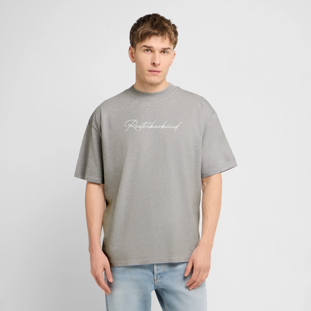 Rostock 'Rostockerkind' Signature Bio Oversized T-Shirt Unisex Frontprint weiß - Grau meliert