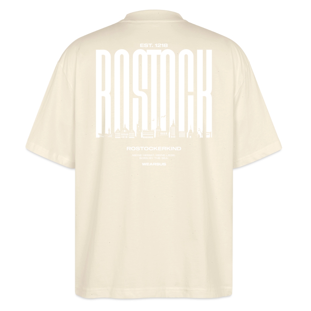 Rostock 'Rostockerkind' Bio Oversized T-Shirt Unisex Back Print Farbe - Natur