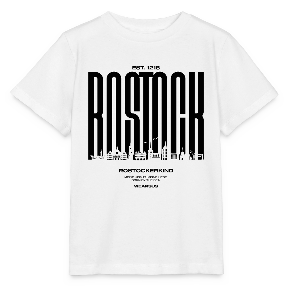 Rostock 'Rostockerkind' Bio T-Shirt Kinder 3-8 Jahre Front Print weiß - Weiß
