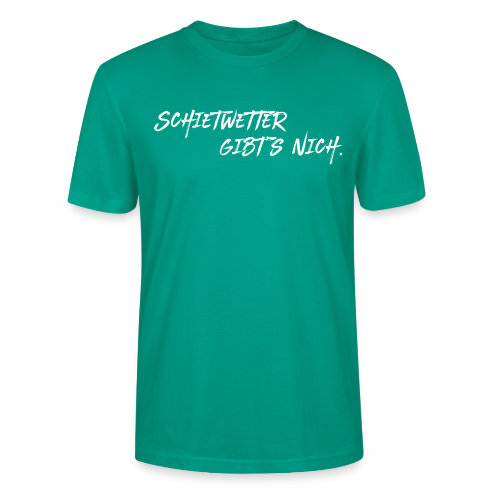 Unisex Sprüche T-Shirt 'Schietwetter gibt's nich' Fun Shirt - Blaugrün