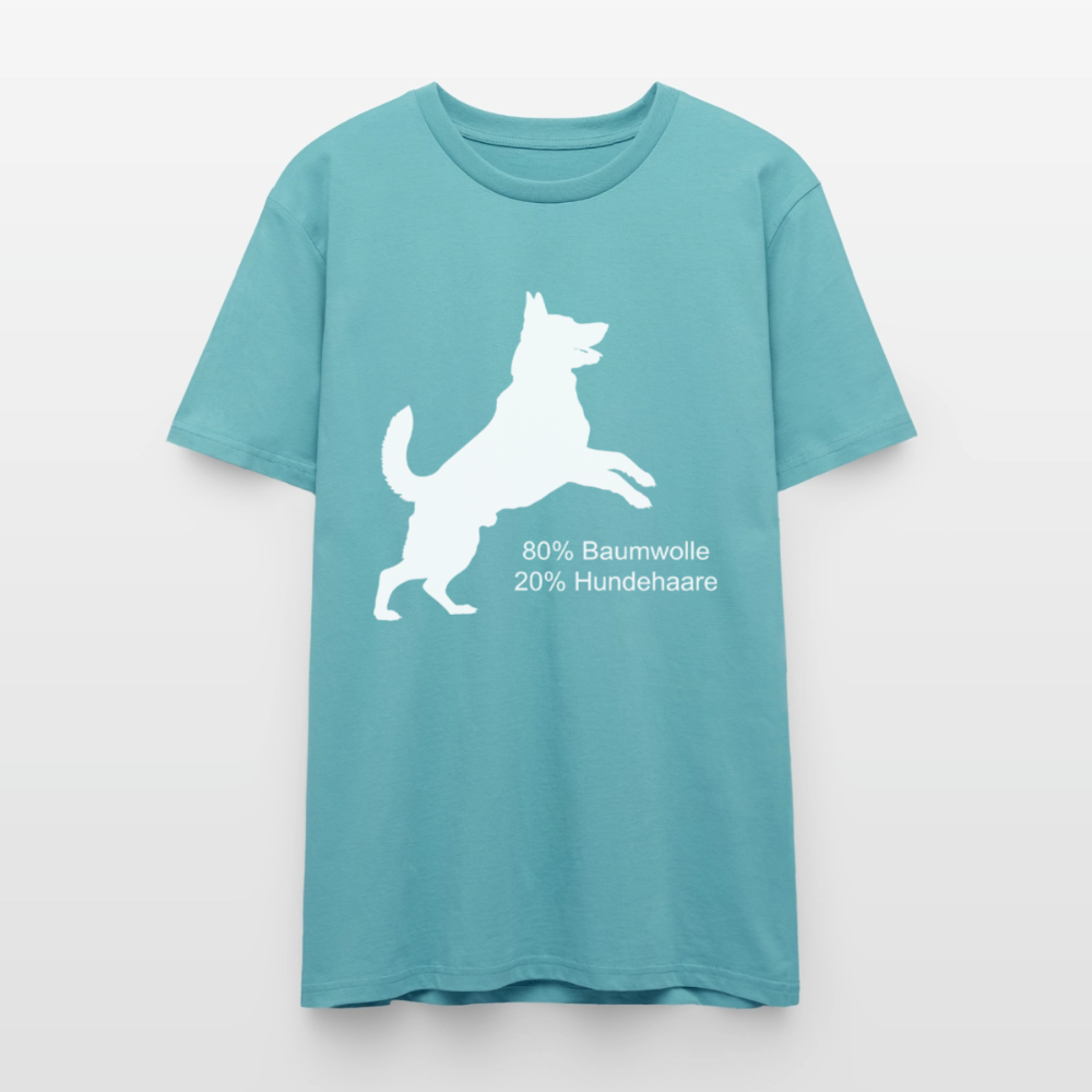 Unisex Sprüche T-Shirt '80% Baumwolle. 20% Hundehaare.' - Pastelltürkis