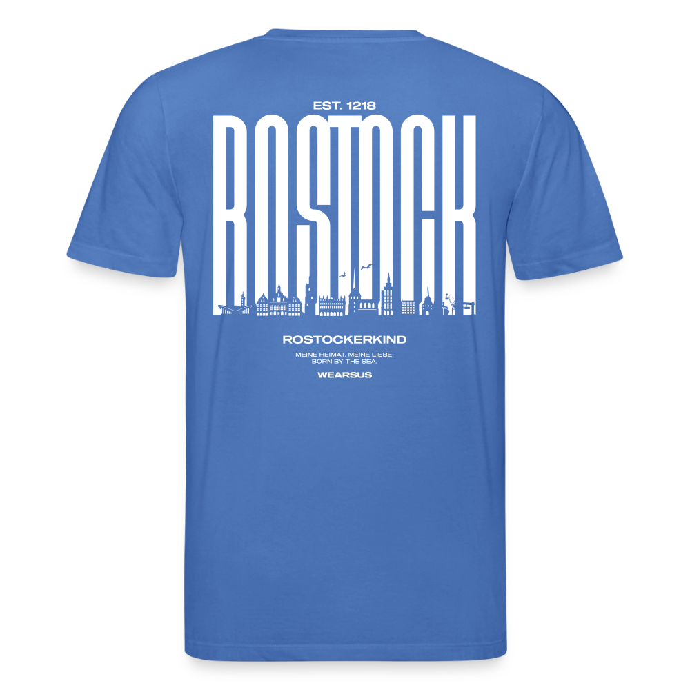 Rostock 'Rostockerkind' Bio T-Shirt Unisex Back Print Farbe 180 g/m² - Achtsames Blau