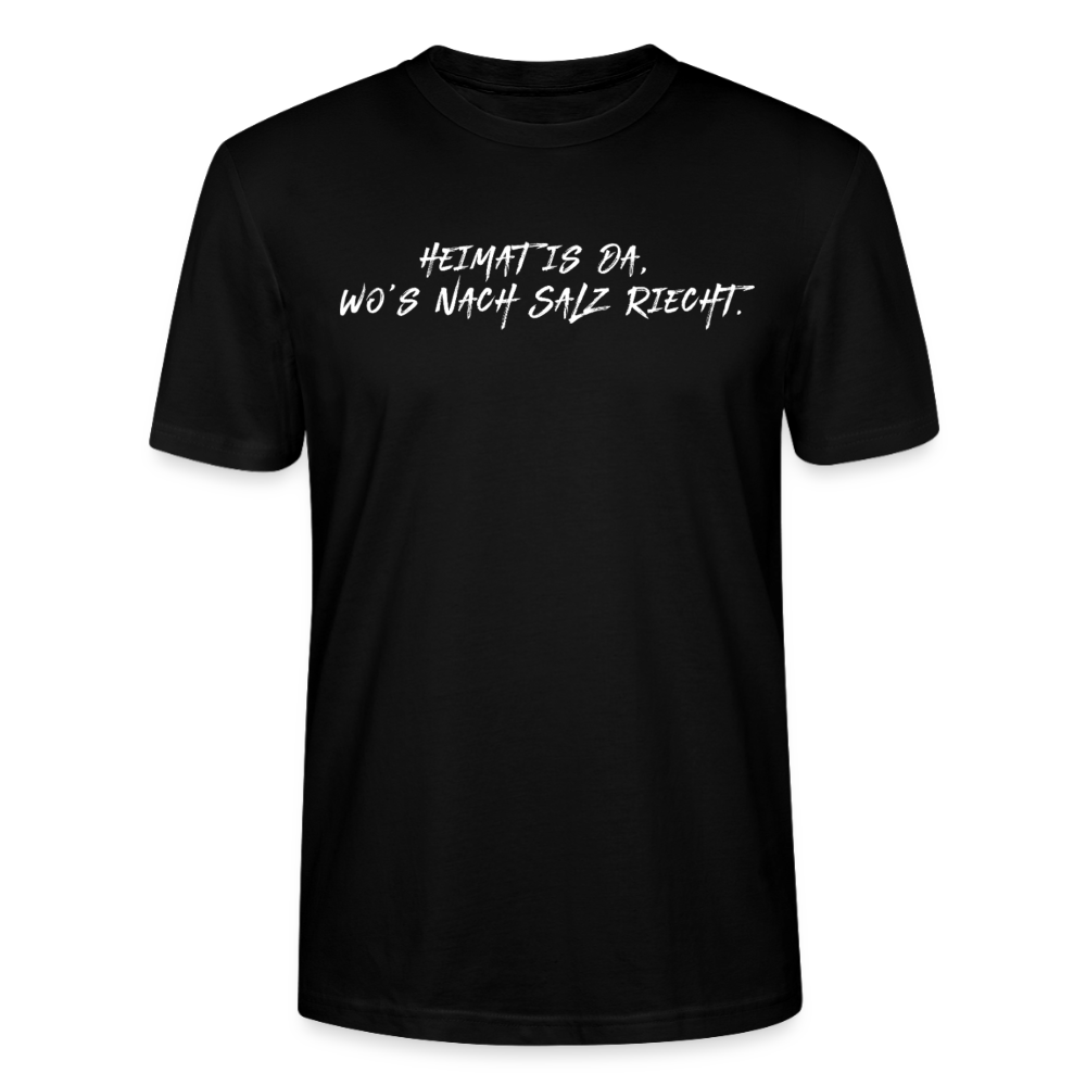 Unisex Sprüche T-Shirt ‘Heimat is da, wo’s nach Salz riecht.’ Fun Shirt - Schwarz