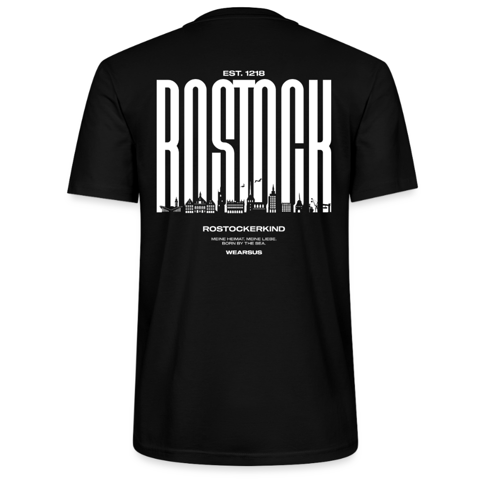 Rostock 'Rostockerkind' Bio T-Shirt Unisex Back Print Farbe - Schwarz
