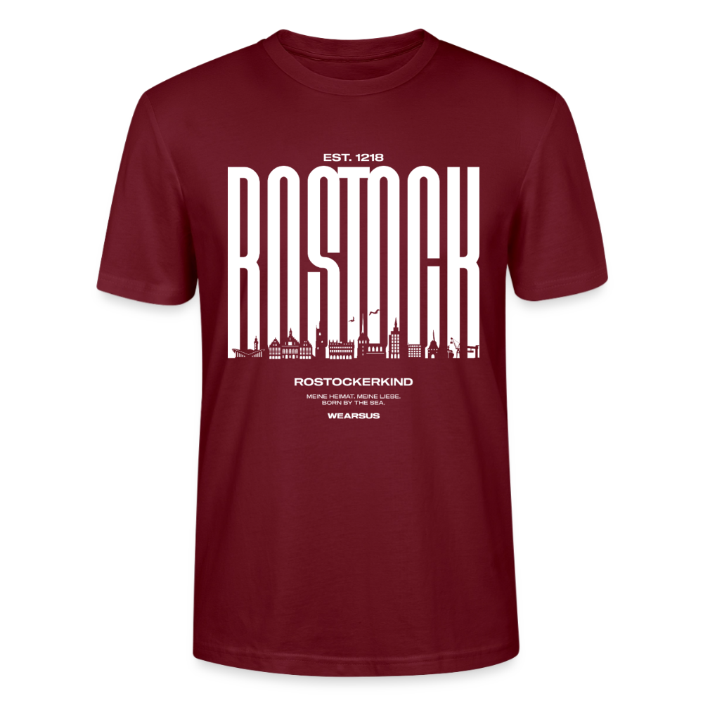 Rostock 'Rostockerkind' Bio T-Shirt Unisex Front Print Farbe - Burgunderrot