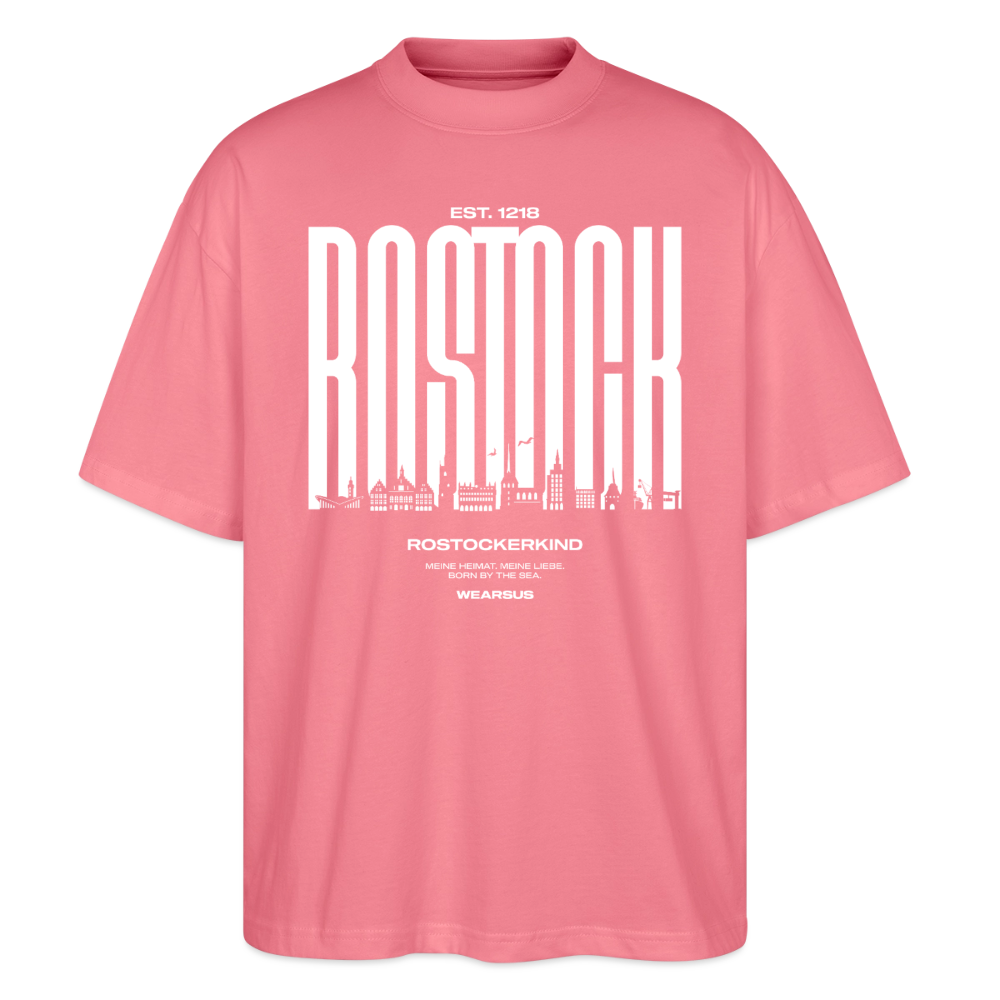 Rostock 'Rostockerkind' Bio Oversized T-Shirt Unisex Front Print Farbe - Pink 
