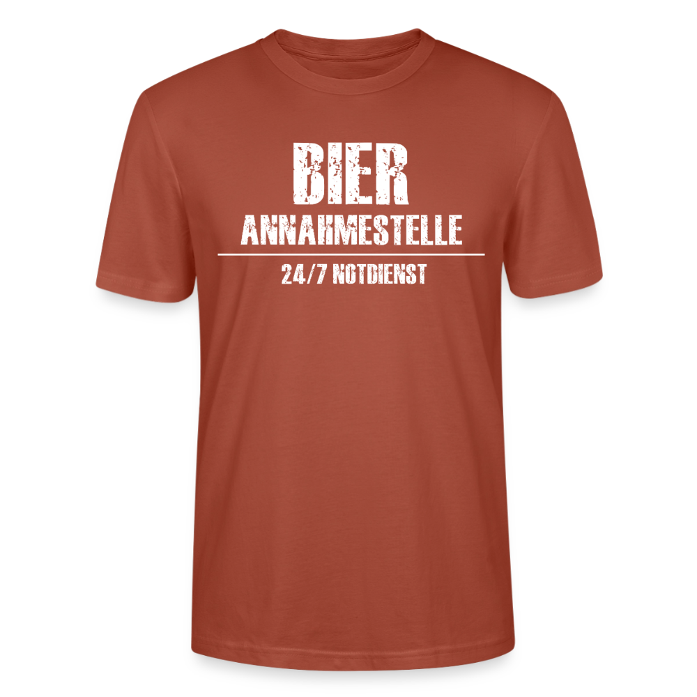 Unisex Sprüche T-Shirt 'Bier Annahmestelle 24/7 Notdienst' - Terrakotta