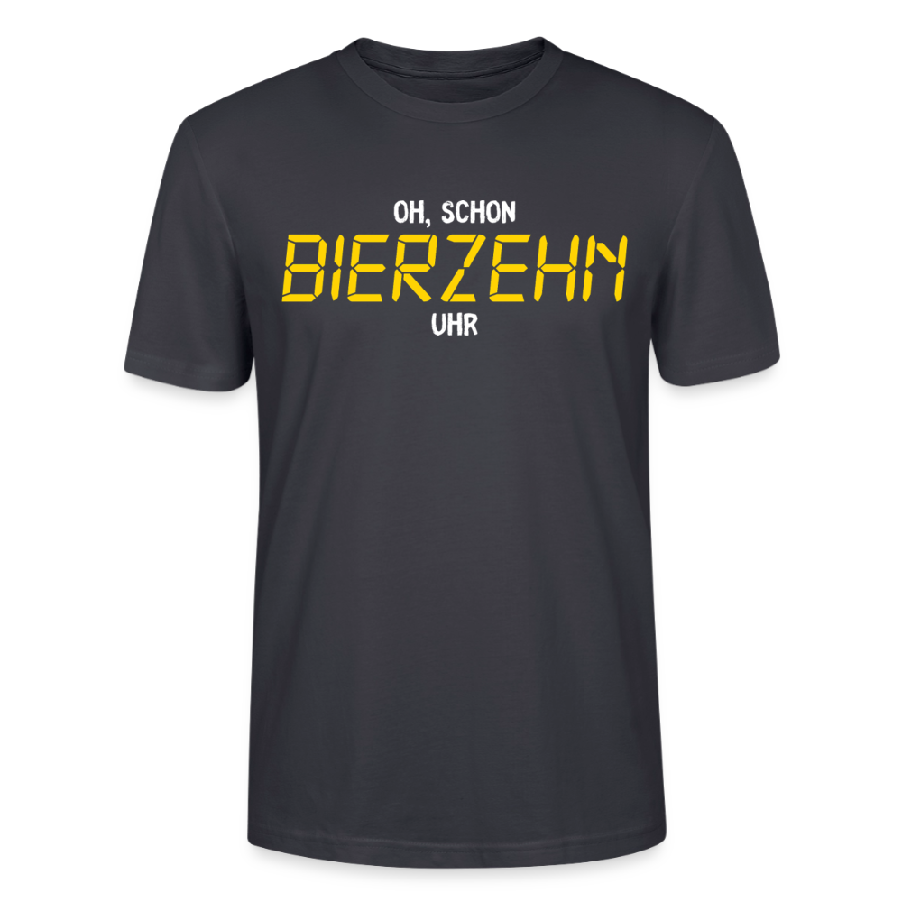Unisex Sprüche T-Shirt 'Oh, schon Bierzehn Uhr' - Dunkles Graublau