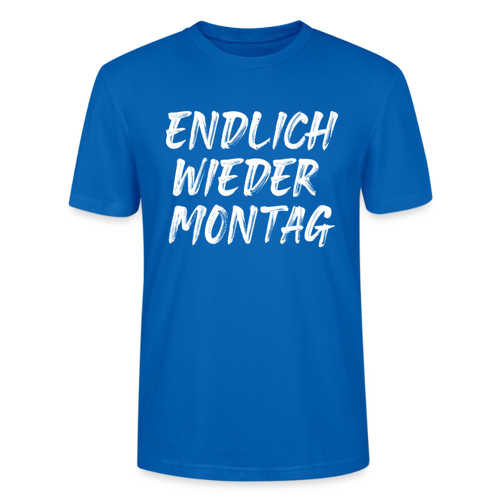 Unisex Sprüche T-Shirt 'Endlich wieder Montag' - Pfauenblau